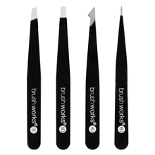 1 set - Black - Brushworks HD 4 Piece Tweezer Set