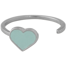 Soft Green - Design Letters Enamel Heart Ring Silver